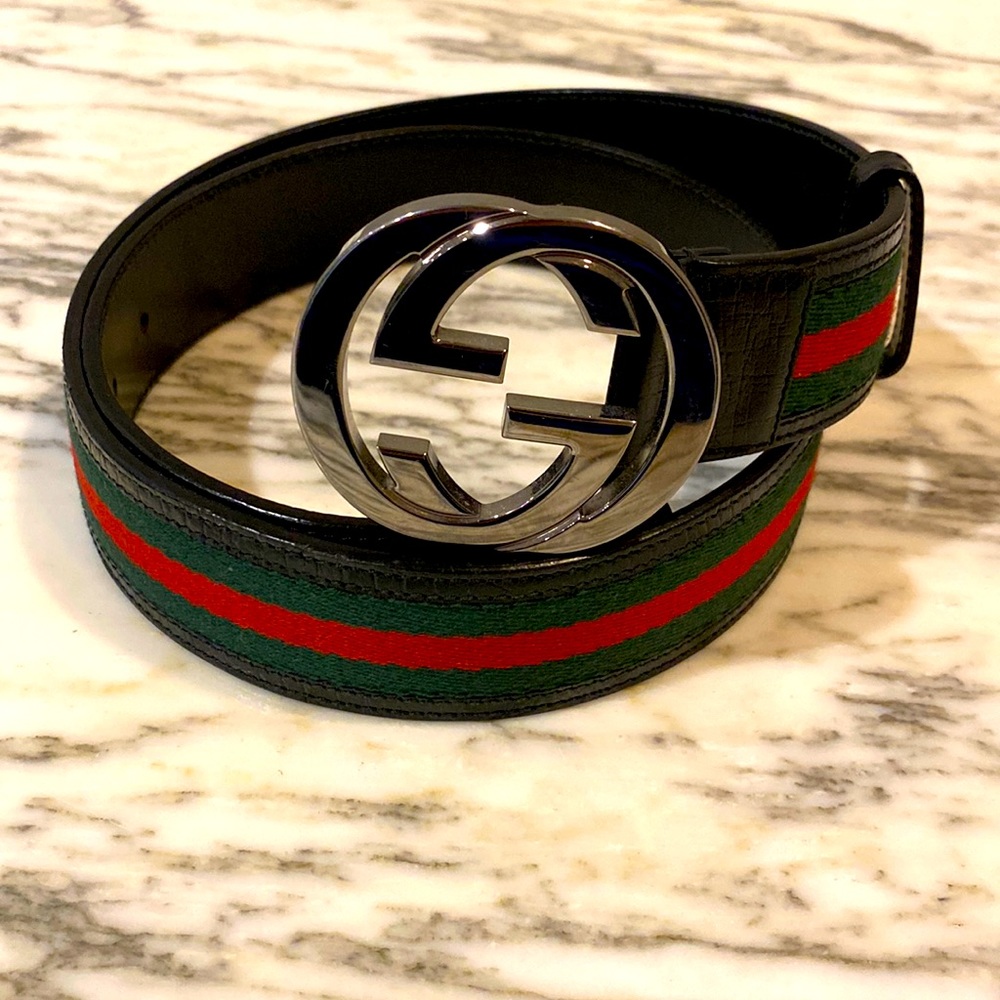 100% Authentic Gucci Double G Belt with Signature Croc Style Strap